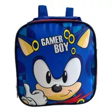 Lancheira Infantil Térmica Grande Sonic Gamer Boy Meninos Cor Azul