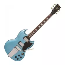 Guitarra Eléctrica Vintage Reissued Series Vs6v Double-cutaway De Caoba Gun Hill Blue Con Diapasón De Palo De Rosa