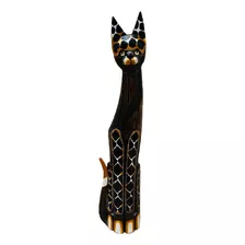 Gato 60cm De Madera De Oriente Importado Indonesia Artesanal