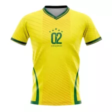 Camisa Brasil Amarela Masculina Plus Size Grande R9 Hexa 22