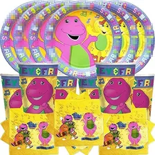 Jewelesparty 12pc Barney Púrpura Dinosaurio 6pc Platos Para 