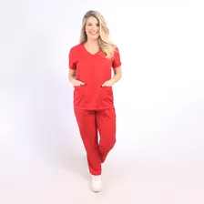 Pijama Cirúrgico Hospitalar Scrub Feminino - Vermelho