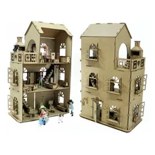 Casa Casinha Brinquedo + Kit 27 Móveis + Churrasqueira Mdf B