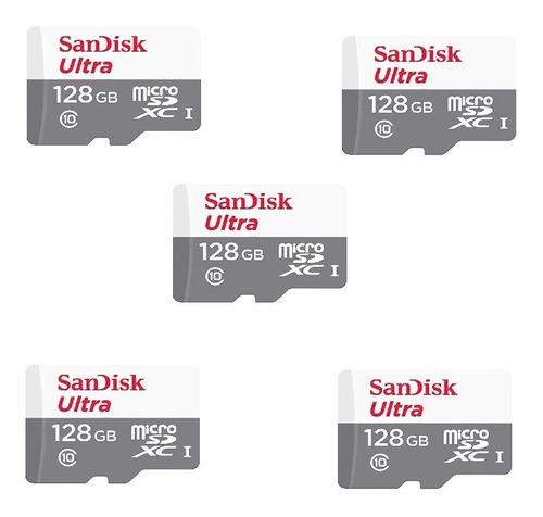 Pack 5 Memoria Sandisk Microsd 128gb 100 Mb/s (e)