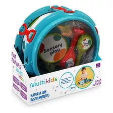 Bateria Com Instrumentos Infantil Azul Multikids