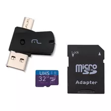 Adaptador Otg + Cartão De Memoria 32gb 4 Em 1 Alta Velocidade Multilaser 10anos Garantia Promoção 