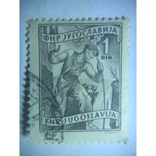 Selo Iugoslávia - Série Economia - 1 Din - 1951 / 1952