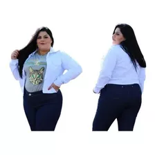 Jaqueta Jeans Branca Feminina Plus Size Em Promoção 2019