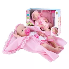 Boneca Bebê Menina Estilo Reborn Faz Xixi C/ Chupeta Newborn