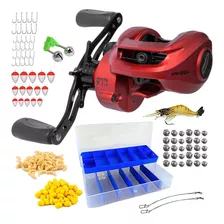 Kit Pesca Carretilha Redx Bg E 120 Itens Iscas Anzol Boias