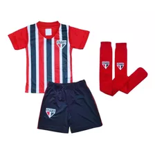 Uniforme Infantil São Paulo Listrado 3 Pçs Oficial