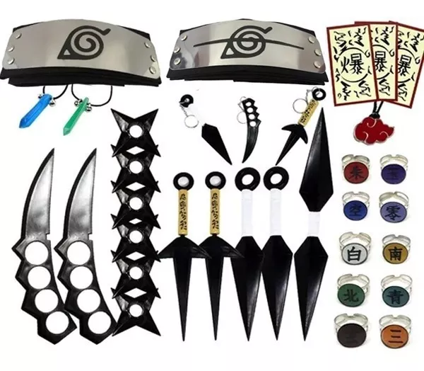 Kit Naruto + Kit Ninja + Kit Anel + 3 Colares 