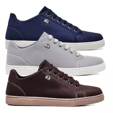 3 Pares Tênis Polo Fran Sapato Masculino Casual Básico