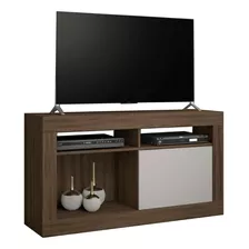 Mesa Para Tv Rack Estante Con Ruedas Living Compramas Color Marrón