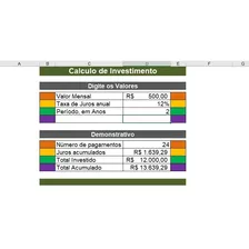 Planilha Excel De Calculo De Investimento