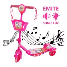 Patinete Infantil Musical Cestinha Com Luz Som Menina Menino Cor Rosa Patinete Infantil Zoop Toys Musical Rosa 71cm