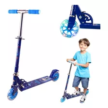 Patinete Infantil Ajustavel Luzes Led Azul Para Crianças