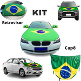 Kit Bandeira Do Brasil De Carro E Retrovisor Bolsonaro