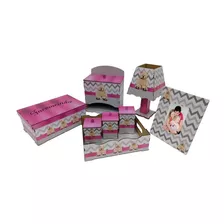 Kit Bebe Quarto Menina Decoração Urso Berço Maternidade Mdf