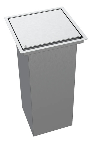 Lixeira Quadrada Para Embutir Na Bancada Inox 10l Cinza