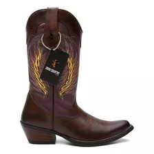 Bota Texana Masculina Country Couro Legítimo Bico Fino Texas