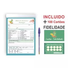 Bloco Ficha Anamnese Podologia + 100 Cartões Fidelidade