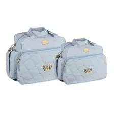 Kit Bolsa Maternidade Azul Claro De Coroa 2 Pç