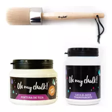 Combo Oh My Chalk: Pintura De 750 Cc + Brocha + Laca 370cc