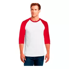 Playera Raglan 3/4 De Manga Caballero Algodon Suave Myo Knit