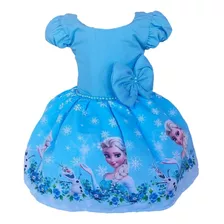 Vestido Infantil Tematico Frozen Pérola Luxo Girassol 