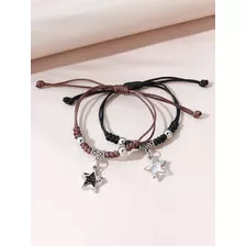 Set 2 Pulseras Estrellas/ Marron Y Negro J30