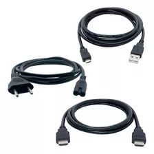 Kit Sony Ps4 Cabos P/ Ps4 Energia Usb+ Força Ac+hdmi 1.5 M