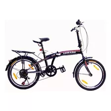 Bicicleta Plegable Verado Plegable R20 7v Cambios Shimano Revoshit Color Negro Con Pie De Apoyo