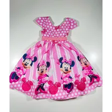 Vestido Infantil Da Minnie Vermelha Rosa Luxo Aniversário