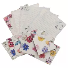 Kit 10 Papéis De Carta Decorados + Envelopes Estampados