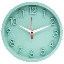 Relógio De Parede Redondo 3d Verde Silencioso