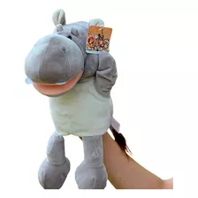 Títere Peluche Infantil De Animal Hipopótamo Gris