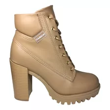 Bota Feminina Coturno Tratorado Ocre Moleca Conforto Marrom