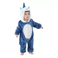 Pijama Entero Kigurumi Bebe Unicornio Azul. Plush Importado