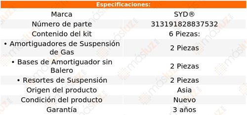 Resortes+ Bases+ Amortiguadores 6 Pzas Tiida 2006/2018 Syd Foto 2