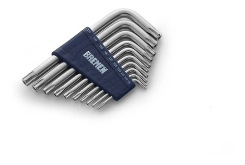 Juego Llaves Torx Cortas Bremen 10 Pz T8 A T50 Herramientas Cod. 6906 Dgm Gris