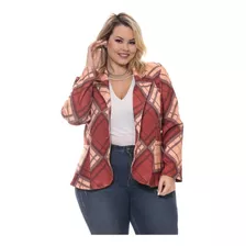 Blazer Xadrez Plus Size Em Neoprene Roupa Feminina