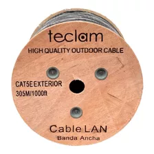 Teclam Cable Utp Cat 5e Exterior Rollo 305m Negro 50% Cobre