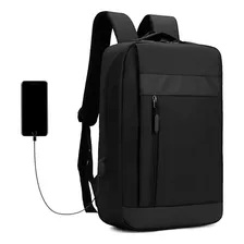 Mochila Porta Notebook Laptop C/puerto Usb Impermeable Atrix Color Negro