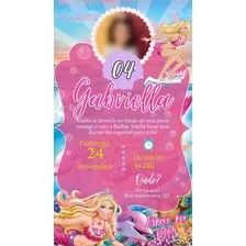 Convite Digital | Virtual Barbie Sereia Com Foto