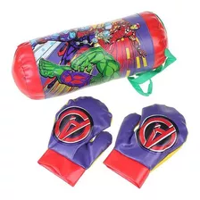 Saco De Pancada Com Luvas Kit Box Lutas Infantil Avengers