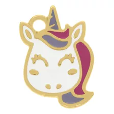 Pingente Unicórnio Dourado Com Resina Colorida Kawaii 2,5 Cm