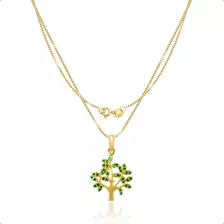 Cordão Feminino Ouro 18k +1 Pingente Árvore Da Vida 50cm