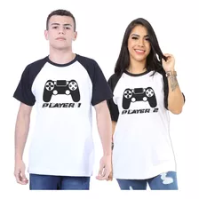 Kit 2 Camisetas Casal Gamer Player 1 E 2 Namorados 100%algod