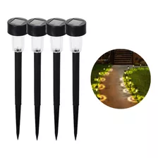 Kit 4 Luminária Solar Espeto Jardim Prova Dágua Area Externa